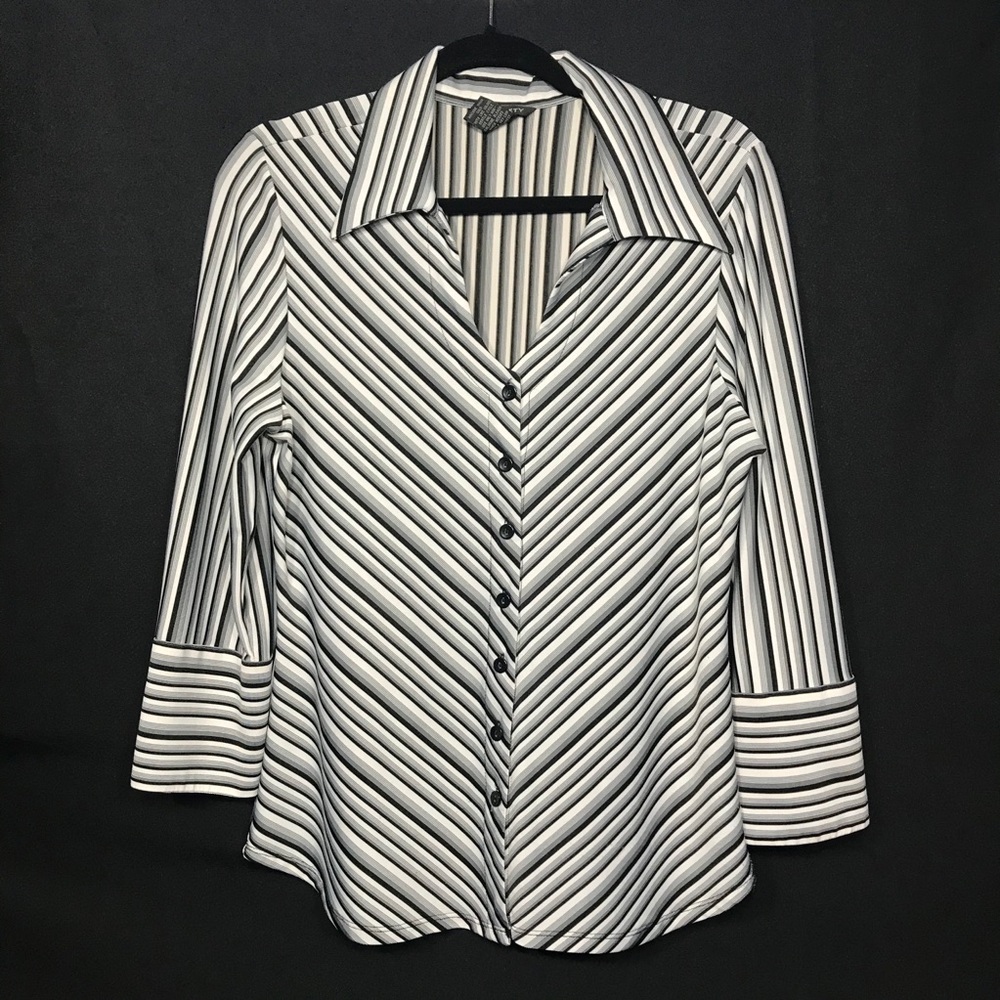 Black and White Striped "Anxiety" Mid Sleeve XL